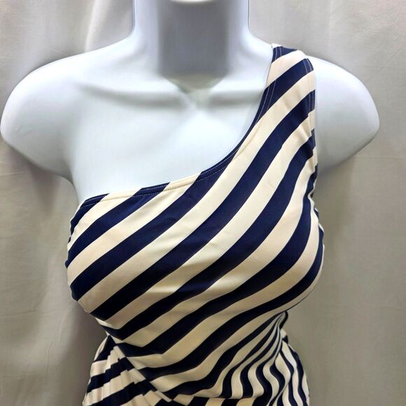 Sun & Sea Nautical Chic One-Shoulder Swimsuit - Size 14 - Picture 3 of 13